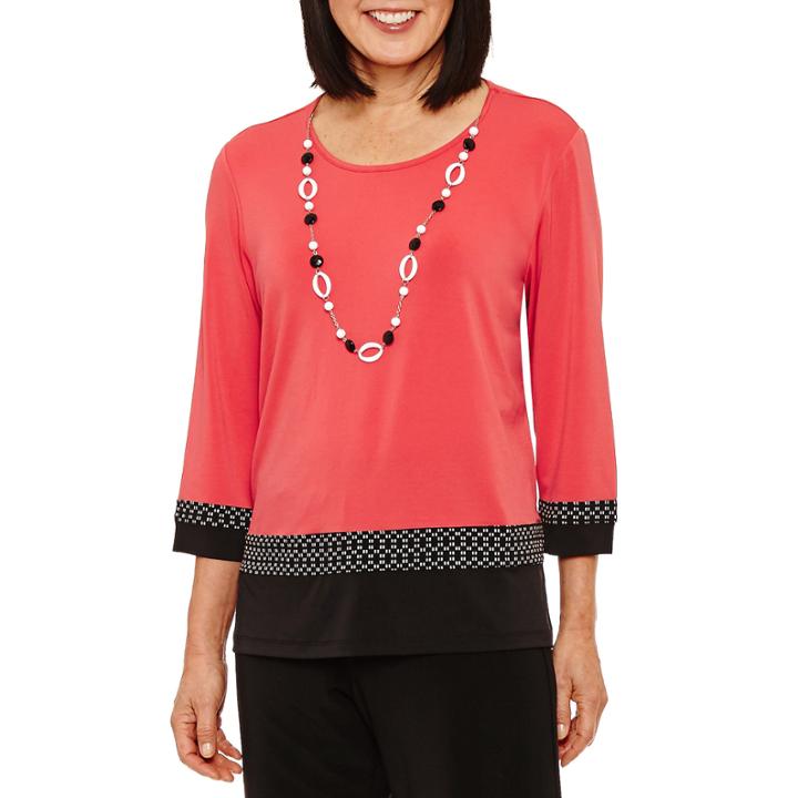 Alfred Dunner Saratoga Springs 3/4 Sleeve Top