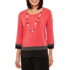 Alfred Dunner Saratoga Springs 3/4 Sleeve Top