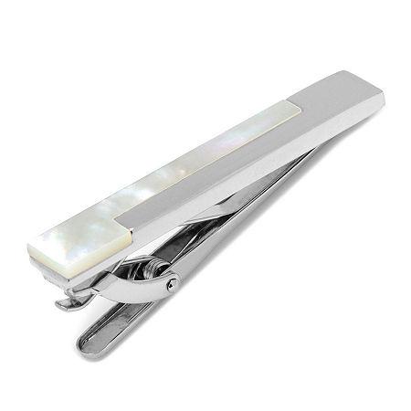 Silver-plated Mother Of Pearl Stairstep Tie Bar