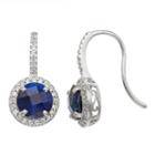 Lab Created Blue Sapphire Sterling Silver Round Drop Earrings