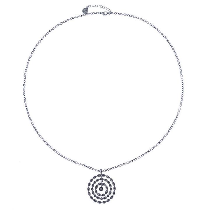 Liz Claiborne Womens Gray Round Pendant Necklace