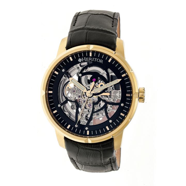 Heritor Ryder Mens Black Strap Watch-herhr4604