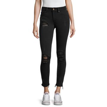 Indigo Rein Destructed Fishnet Skinny Jeans-juniors