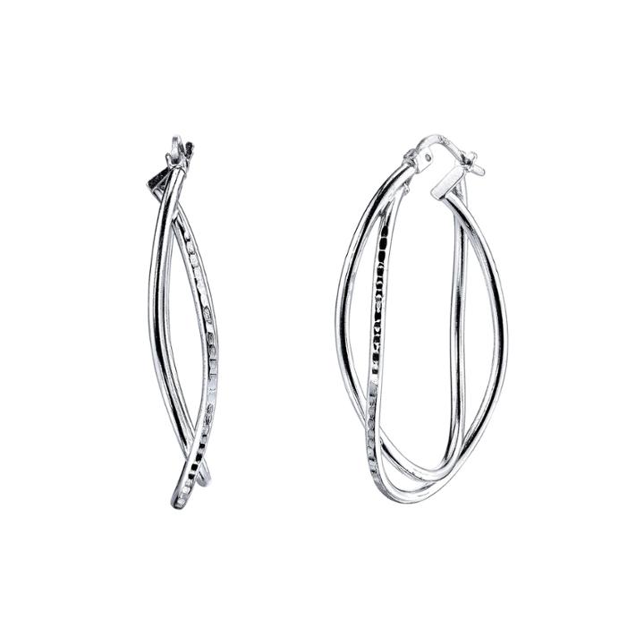 Sterling Silver Crisscross Oval 24mm Hoop Earrings