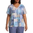Alfred Dunner Blues Traveler Patchwork Tee- Plus