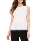 Black Label By Evan-picone Sleeveless Crew Neck Eyelet Eyelet Blouse