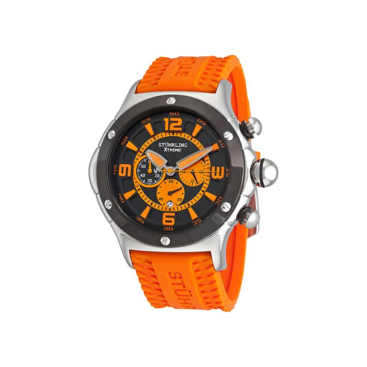 Sthrling Original Mens Orange Silicone Strap Chronograph Watch