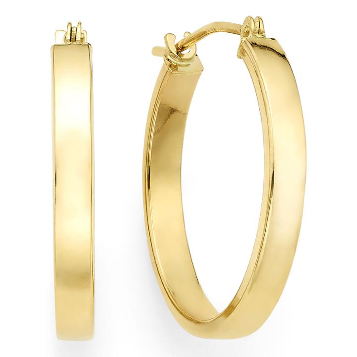14k Yellow Gold 19.9mm Flat Hoop Earrings