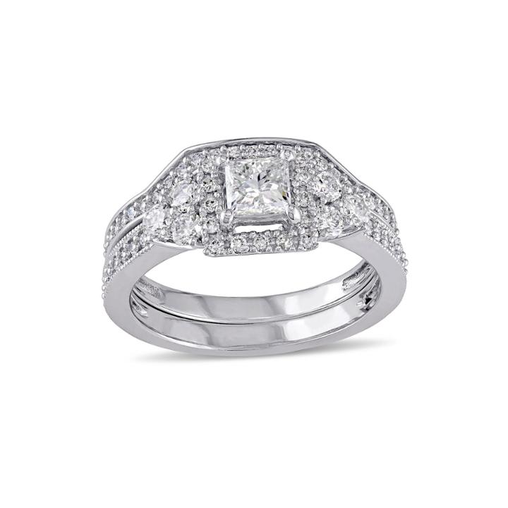 1 1/4 Ct. T.w. Diamond 14k White Gold Ring Set