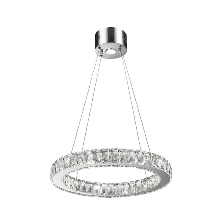 Galaxy 11 Led Light Chrome Finish And Clear Crystal Circular Ring Dimmable Chandelier