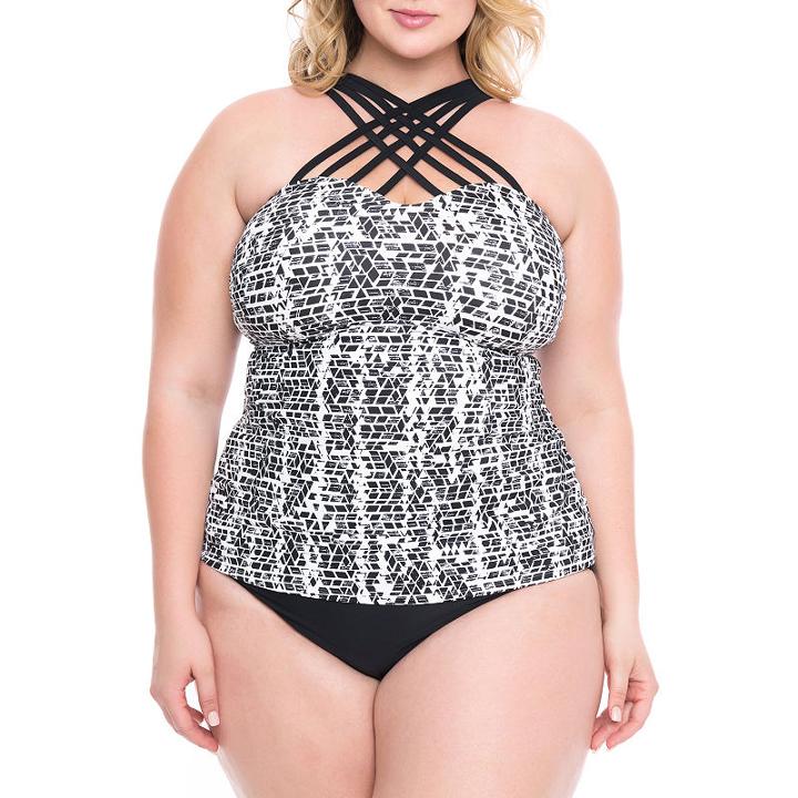 Boutique + Abstract Tankini Swimsuit Top-plus