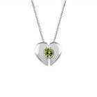Womens Genuine Green Peridot Sterling Silver Heart Pendant Necklace