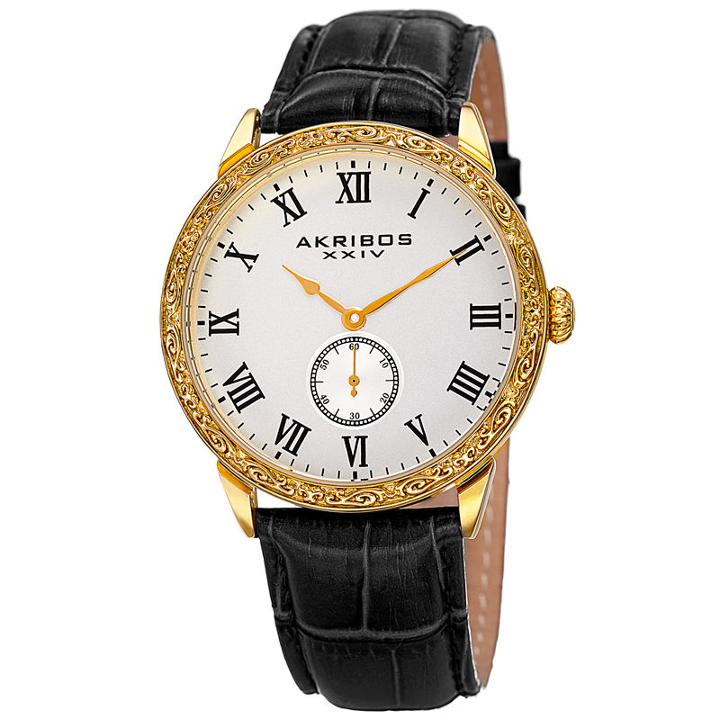 Akribos Xxiv Mens Black Strap Watch-a-867yg