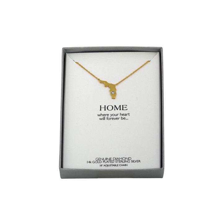 Diamond Accent 14k Yellow Gold Over Silver Florida Pendant Necklace