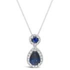 Womens 1/6 Ct. T.w. Genuine Blue Sapphire Pear Pendant Necklace