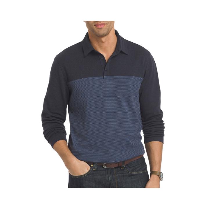 Van Heusen Long-sleeve Jaspe Blocked Polo