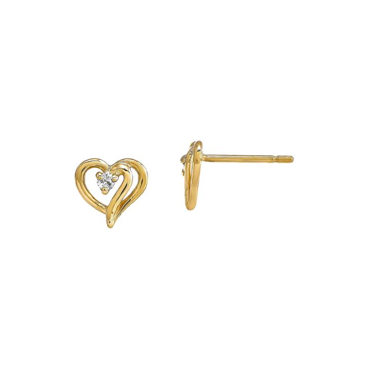 Diamond Accent 14k Yellow Gold Heart Earrings