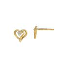 Diamond Accent 14k Yellow Gold Heart Earrings