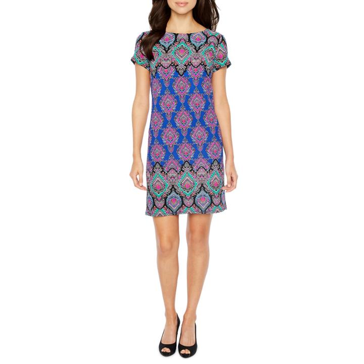 London Times Sleeveless Paisley Shift Dress