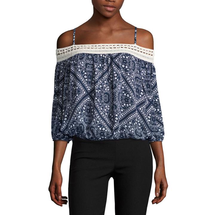 By & Byoff The Shoulder 3/4 Sleeveblouse-juniors