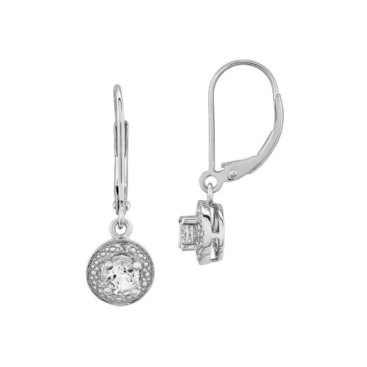 Sterling Silver Diamond & White Topaz Earrings