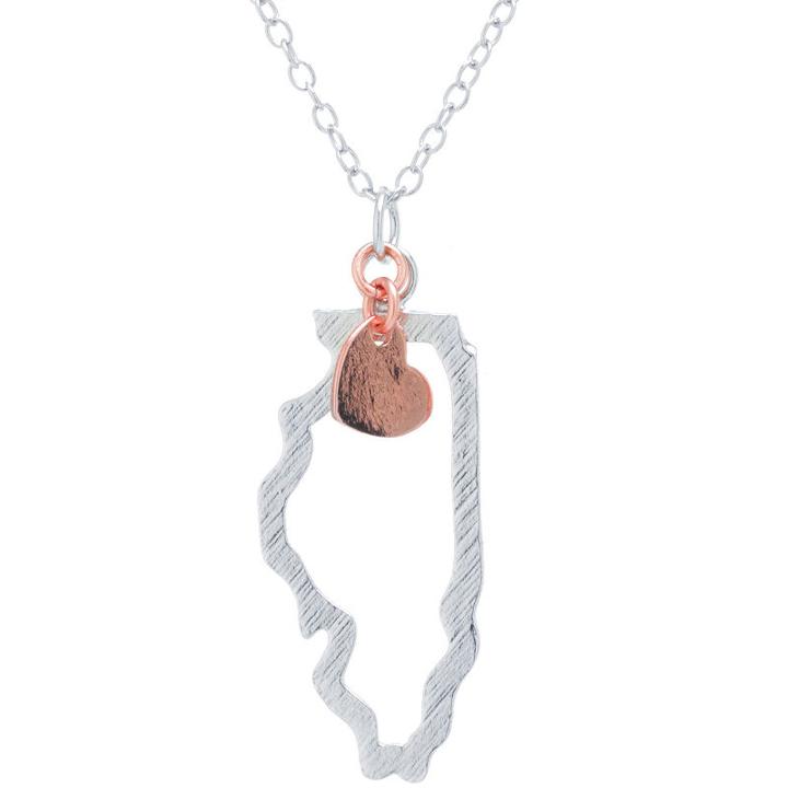 Silver Treasures Illinois State Womens Sterling Silver Pendant Necklace