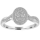 I Said Yes Womens 3/8 Ct. T.w. Genuine Round White Diamond Platinaire Engagement Ring