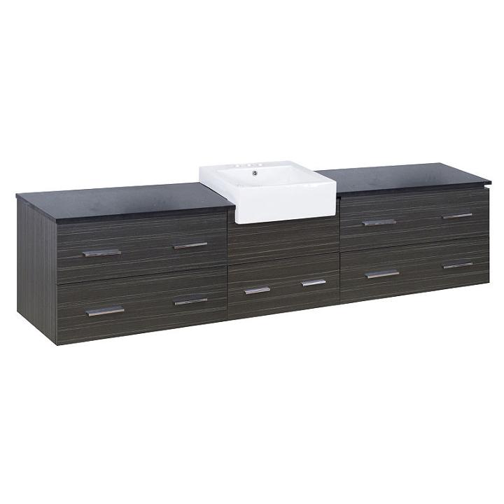 96.25-in. W Wall Mount Dawn Grey Vanity Set For 3h4-in. Drilling Black Galaxy Top