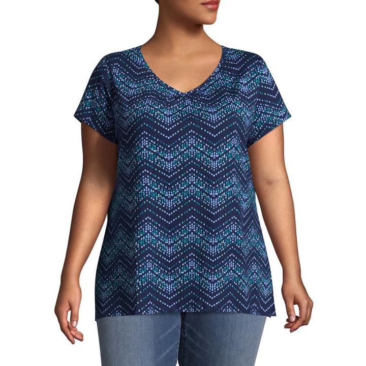 St. John's Bay Short Sleeve Printed Tee With Shirring-plus