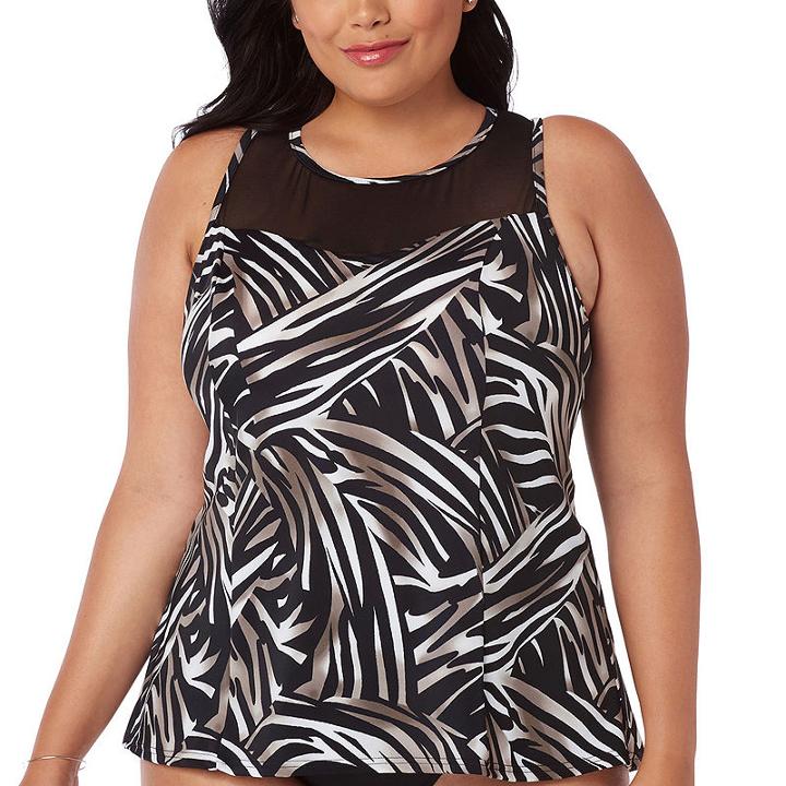 Trimshaper Control Zebra Tankini Swimsuit Top-plus