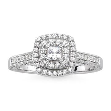 I Said Yes&trade; 3/8 Ct. T.w. Diamond & Lab-created Blue Sapphire Vintage-style Ring