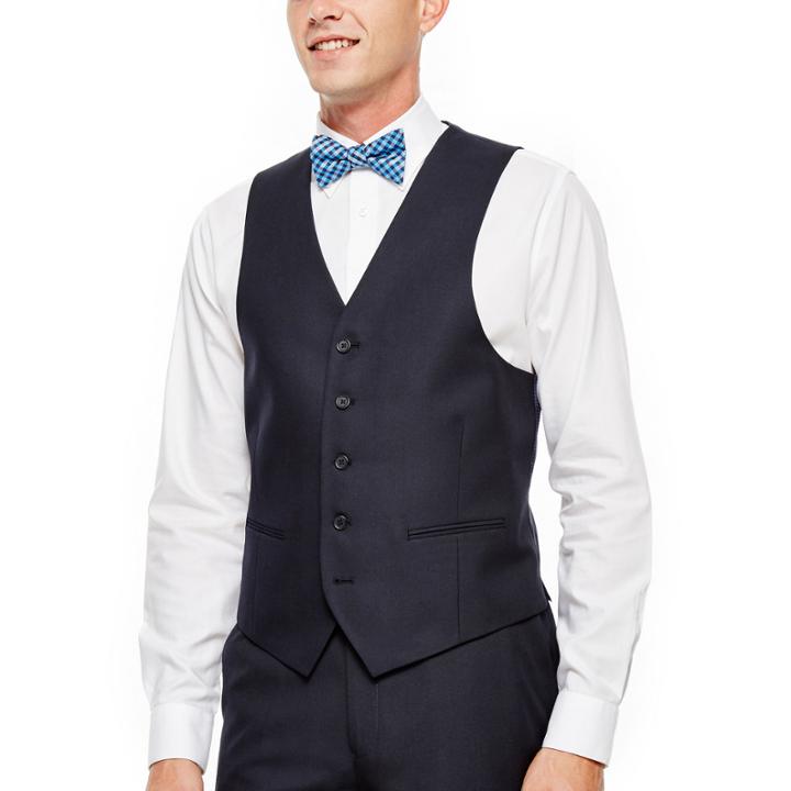 Izod Navy Plaid Vest - Classic Fit