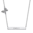 Personalized Sterling Silver Diamond-accent Butterfly Name Bar Necklace