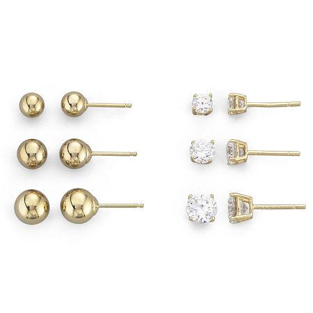 18k/silver 6-pair Stud Earring Set