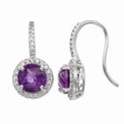 Genuine Purple Amethyst Round Drop Earrings