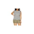 Fashion To Figure Willow Striped Short Flutter Sleeve Knit Blouse-plus