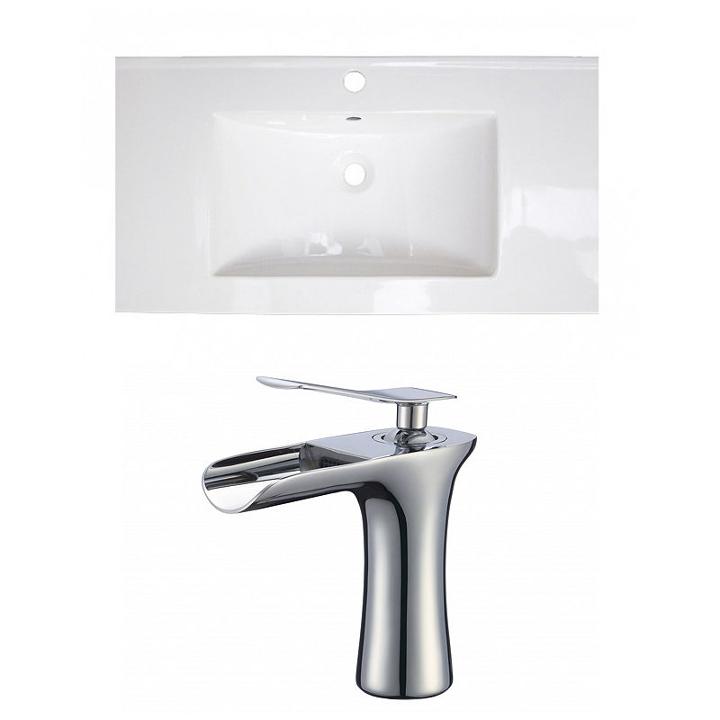 36.75-in. W 1 Hole Ceramic Top Set In White Color- Cupc Faucet Incl.