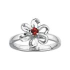 Personally Stackable Lab-created Garnet Sterling Silver Flower Stackable Ring