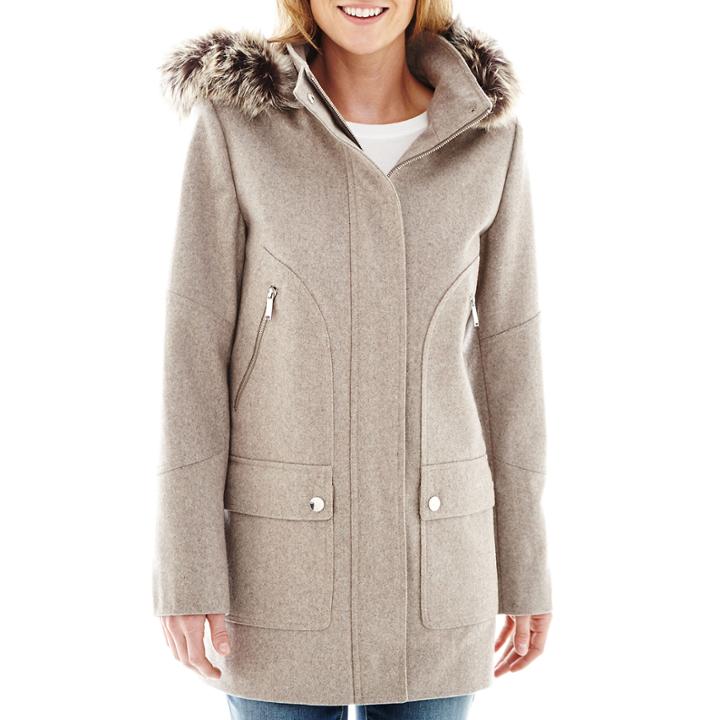 A.n.a Faux-fur Trim Hood Wool-blend Coat - Tall