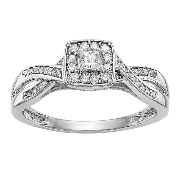 Promise My Love Womens 1/3 Ct. T.w. Genuine Multi-shape White Diamond 14k Gold Promise Ring