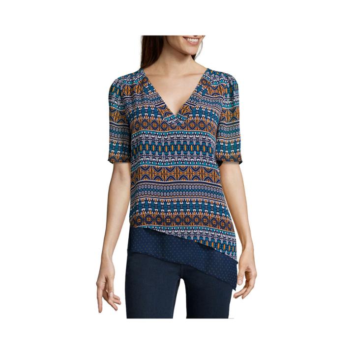 Stylus&trade; Flutter-sleeve Asymmetrical-hem Blouse - Tall
