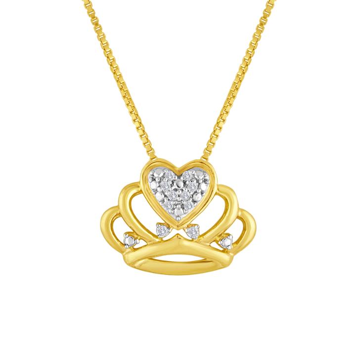 Diamond-accent 10k Yellow Gold Crown Necklace