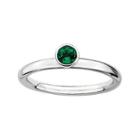 Personally Stackable Lab-created Emerald Sterling Silver High Profile Ring