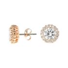 Cz By Kenneth Jay Lane 18k Rose-plated Stud Earrings With Pav Trim