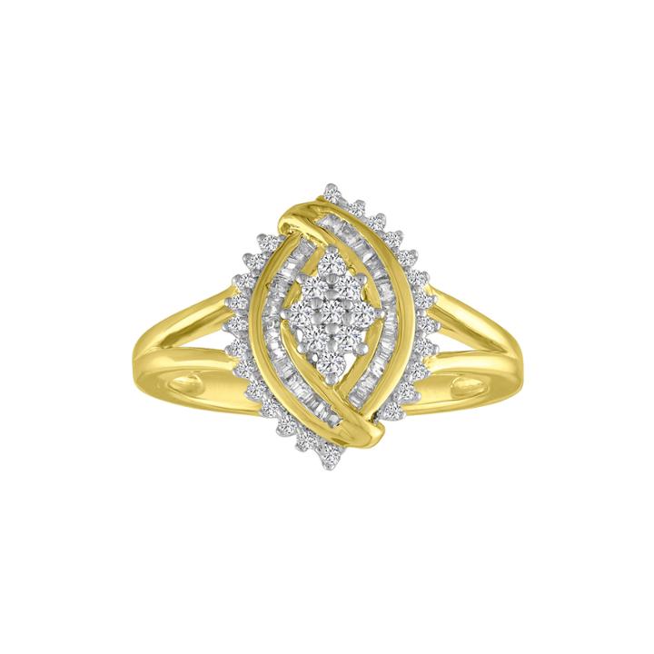 Womens 1/4 Ct. T.w. White Diamond Gold Over Silver Cocktail Ring