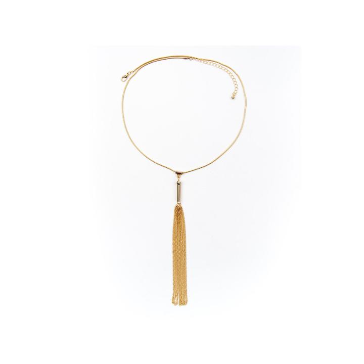 Arizona Gold-tone Snake Chain Tassel Necklace
