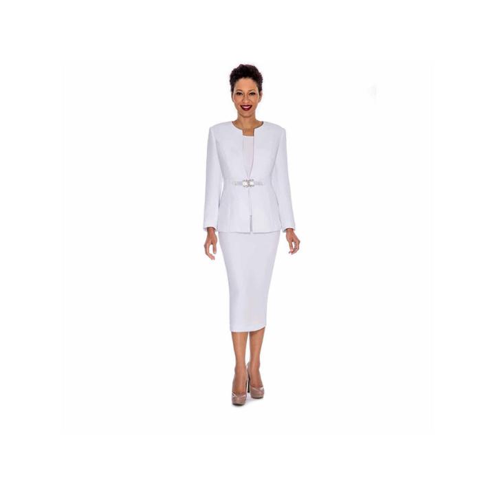 Giovanna Signature Women's Rhinestone Brooch 3-piece Skirt Suit