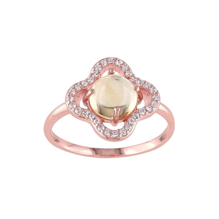 Genuine Citrine And White Topaz Ring