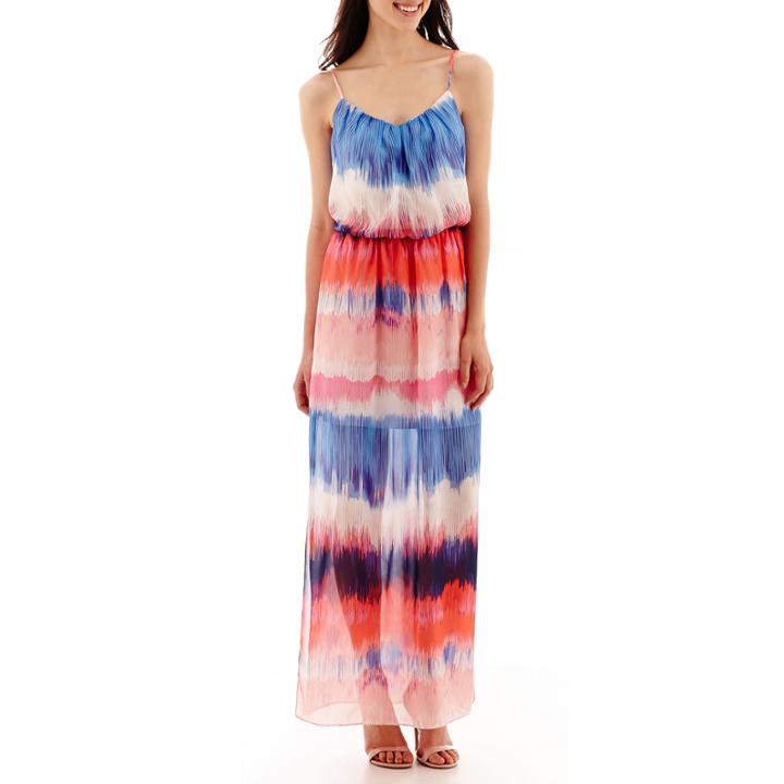 Bisou Bisou Sleeveless Watercolor Striped Blouson Maxi Dress