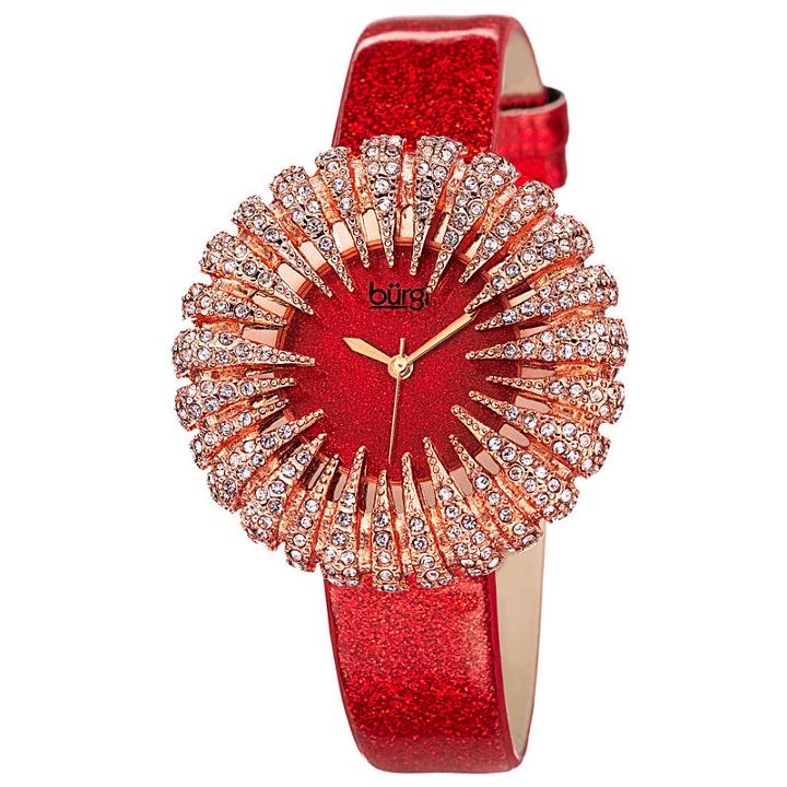 Burgi Womens Red Strap Watch-b-112rd